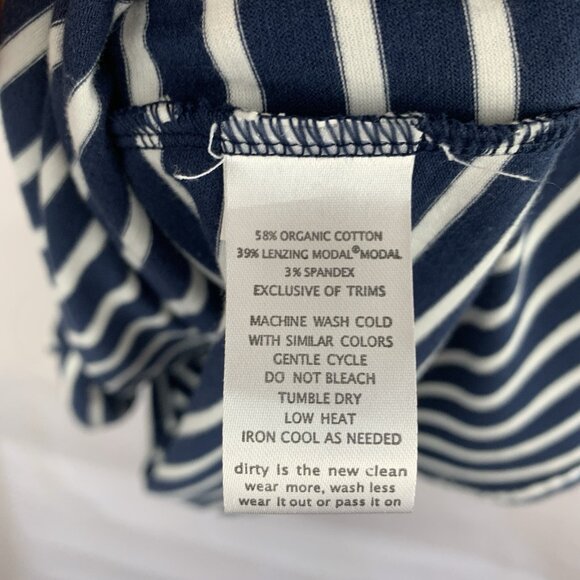 Toad & Co Women Samba Muse Ruched Midi Dress Sz Large Navy Blue Striped Coastal - Picture 9 of 12